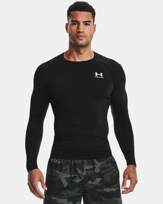 Men's HeatGear® Armour Long Sleeve, Black, pdpMainDesktop image number 0